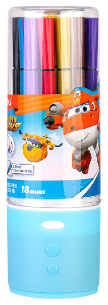 Фломастеры Deli EC150-18 Super Wings 18цв. пластиковая туба