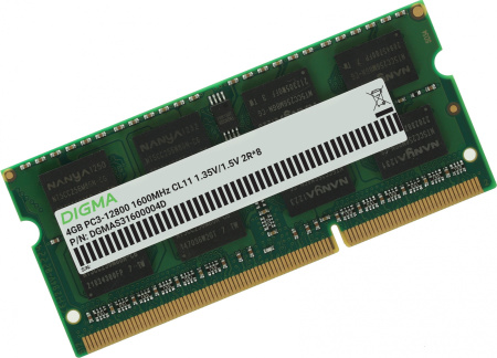Память DDR3 4Gb 1600MHz Digma DGMAS31600004D RTL PC3-12800 CL11 SO-DIMM 204-pin 1.5В dual rank Ret