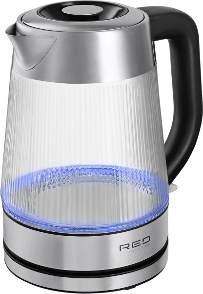 Чайник электрический Red Solution G121 1.8л. 2200Вт черный/серебристый корпус: стекло/металл/пластик