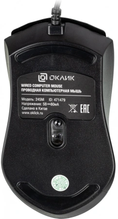 Мышь Оклик 245M черный оптическая (1000dpi) USB (3but)