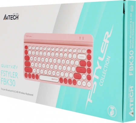 Клавиатура A4Tech Fstyler FBK30 розовый USB беспроводная BT/Radio slim Multimedia (FBK30 RASPBERRY)