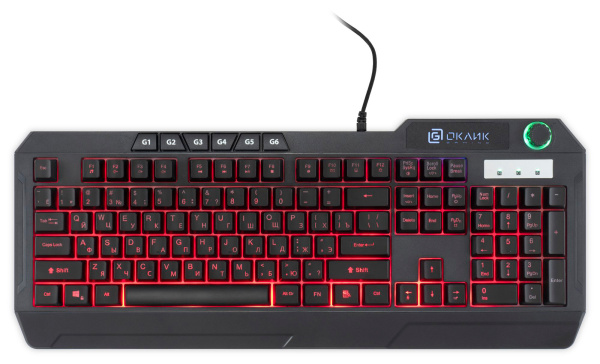 Клавиатура Оклик 715G черный USB Multimedia for gamer LED (1680657)