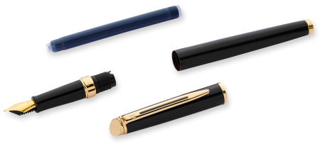 Ручка перьев. Waterman Hemisphere (CWS0920610) Mars Black GT F сталь нержавеющая подар.кор.