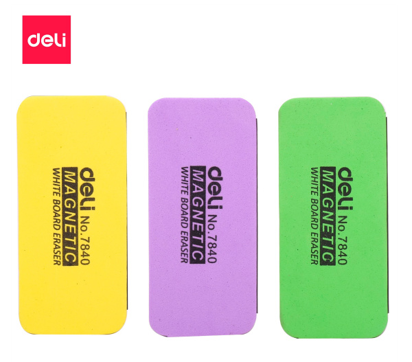 Стиратель Deli E7840 для досок пластик 11х5х3см ассорти магнитный