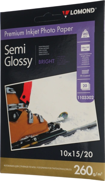 Фотобумага Lomond 1103302 10x15/260г/м2/20л./белый полуглянцевое для струйной печати