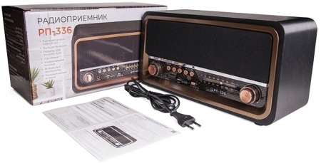 Радиоприемник портативный Сигнал БЗРП РП-336 черный/коричневый USB microSD