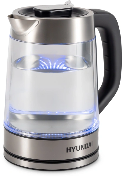 Чайник Hyundai HYK-G4015 1.7л. 2200Вт черный/серебристый (стекло)