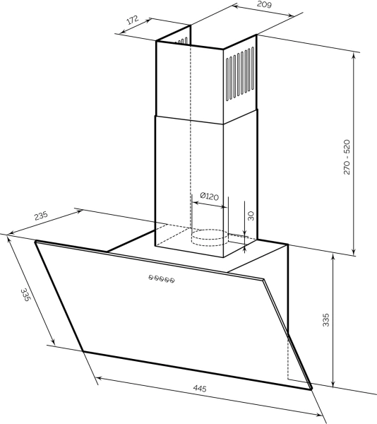 Вытяжка каминная Lex Moza 450 белый управление: кнопочное (1 мотор)