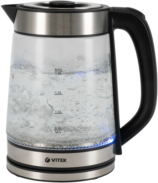 Чайник электрический Vitek VT-1179 1.7л. 2200Вт серебристый корпус: стекло/металл
