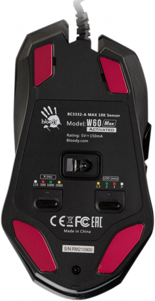 Мышь A4Tech Bloody W60 Max черный оптическая (10000dpi) USB (10but)