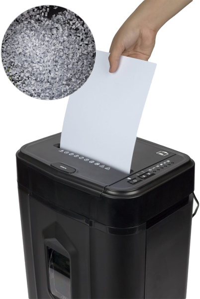 Шредер Heleos АП23-4 белый с автоподачей (секр.P-4) фрагменты 145лист. 23лтр. скрепки скобы пл.карты