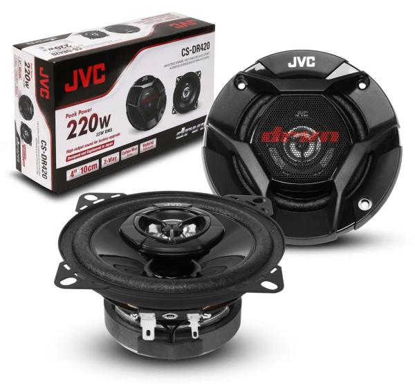 Колонки автомобильные JVC CS-DR420 220Вт 88дБ 4Ом 10см (4дюйм) (ком.:2кол.) коаксиальные двухполосные
