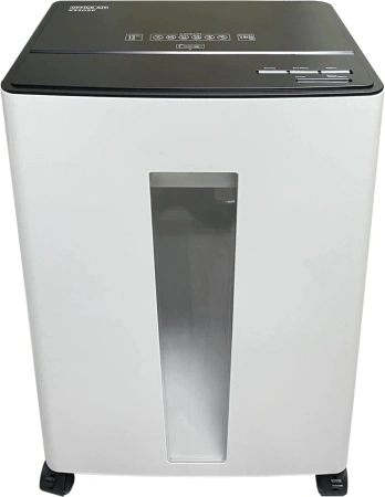 Шредер Office Kit S330SF (3,9х35) белый (секр.P-4) фрагменты 13лист. 30лтр. скобы пл.карты