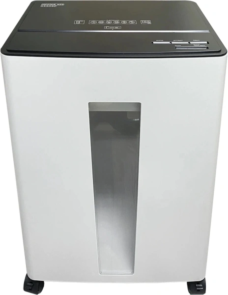 Шредер Office Kit S330SF (3,9х35) белый (секр.P-4) фрагменты 13лист. 30лтр. скобы пл.карты