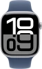 Смарт-часы Apple Watch Series 10 A2999 46мм 2.1" OLED корп.серебристый Sport Band рем.синий разм.брасл.:140-190мм (MWWL3LW/A)