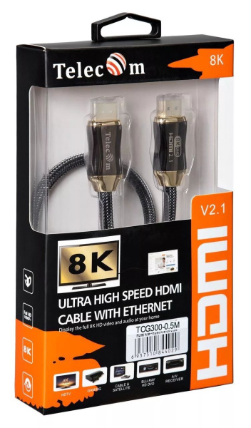 Кабель соединительный аудио-видео Premier Telecom HDMI (m)/HDMI (m) 0.5м. позолоч.конт. черный (TCG300-0.5M)