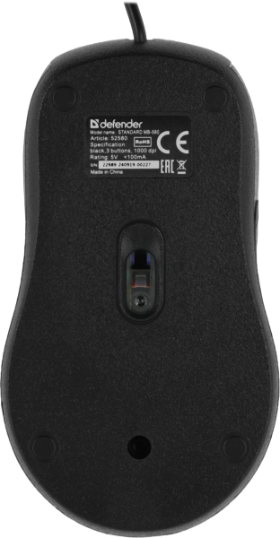 Мышь Defender Standard MB-580 черный оптическая 1000dpi USB 3but (52580)
