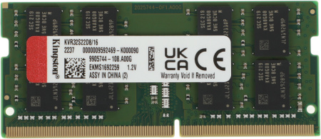 Память DDR4 16Gb 3200MHz Kingston KVR32S22D8/16 VALUERAM RTL PC4-25600 CL22 SO-DIMM 260-pin 1.2В dual rank Ret