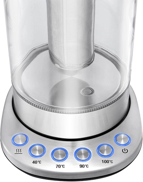 Чайник электрический Kitfort КТ-622 1.7л. 2200Вт серебристый (корпус: стекло)