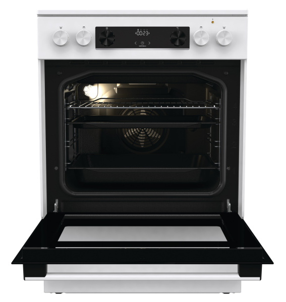 Плита Электрическая Gorenje GECS6C70WC белый/черный стеклокерамика (без крышки)