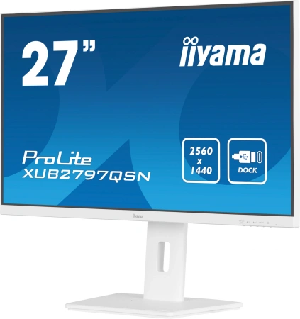 Монитор Iiyama 27" ProLite XUB2797QSN-W1 белый IPS LED 16:9 HDMI M/M матовая HAS Piv 1300:1 250cd 178гр/178гр 2560x1440 100Hz DP Quad HD 2K (1440p) USB 6.1кг