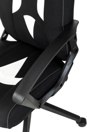 Кресло игровое Zombie 200 черный/белый ткань/эко.кожа крестов. пластик