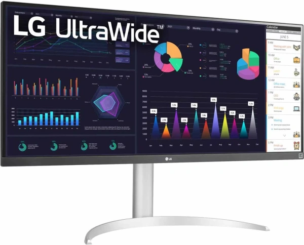 Монитор LG 34" UltraWide 34WQ650-W черный IPS LED 1ms 21:9 HDMI M/M матовая HAS 400cd 178гр/178гр 2560x1080 100Hz FreeSync DP 2K USB 7.9кг
