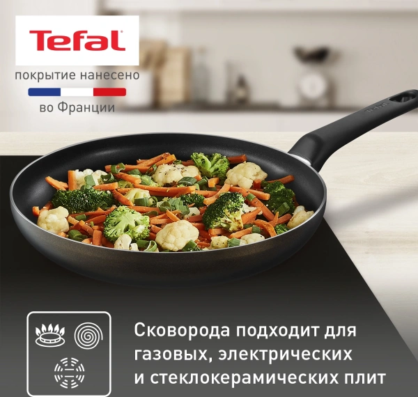 Сковорода Tefal Easy Plus Э 04237124 круглая 24см ручка несъемная (без крышки) черный (9100054095)