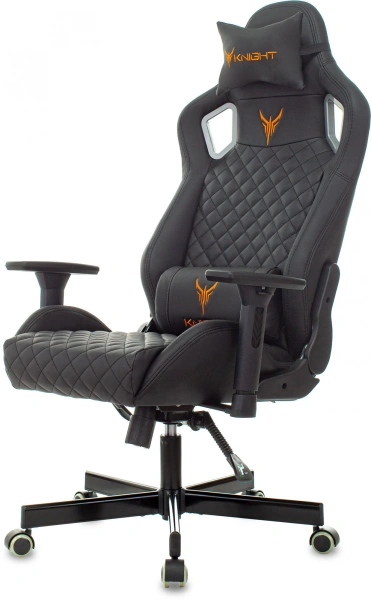 Кресло игровое Knight Outrider черный ромбик эко.кожа с подголов. крестов. металл