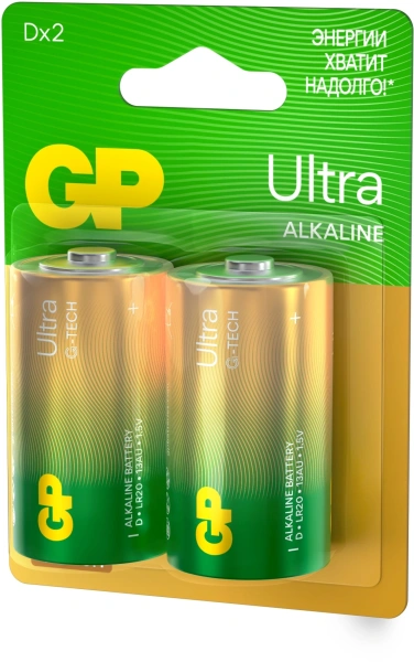 Батарея GP Ultra Alkaline 13AUA21-2CRSBC2 D (2шт) блистер