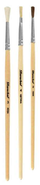 Набор кистей Silwerhof 980055 (наб.3шт) пон.круг.№2/коз.круг.№3/щет.плос.№4 дерев.ручка