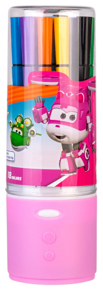 Фломастеры Deli EC150-18 Super Wings 18цв. пластиковая туба