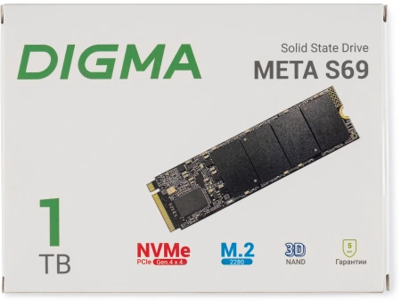 Накопитель SSD Digma PCIe 4.0 x4 1TB DGSM4001TS69T Meta S69 M.2 2280
