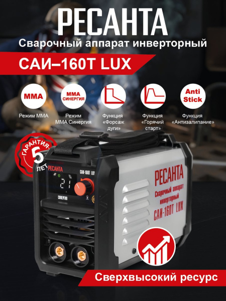 Сварочный аппарат Ресанта САИ-160Т LUX инвертор ММА DC 6.5кВт