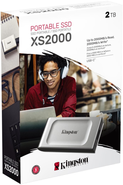 Накопитель SSD Kingston USB 3.2 2Tb SXS2000/2000G XS2000 1.8" серый