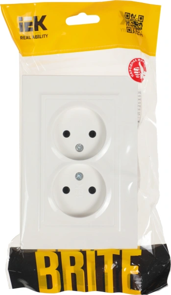 Розетка силов. IEK Brite РС12-2-БрБ BR-R20-10-K01-F 2розет. двойн. скрыт. IP20 белый (упак.:1шт)