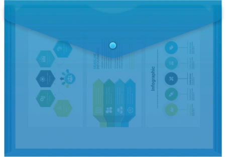 Конверт на кнопке Бюрократ -PK803TBLU A4 пластик 0.15мм синий