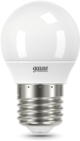 Лампа светодиодная Gauss Elementary 53216T 6Вт цок.:E27 шар 180B 3000K св.свеч.бел.теп. (упак.:3шт)