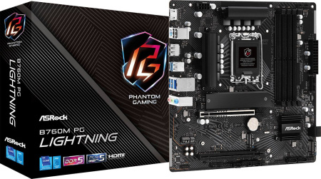 Материнская плата Asrock B760M PG LIGHTNING Soc-1700 Intel B760 4xDDR5 mATX AC`97 8ch(7.1) 2.5Gg RAI