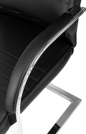 Кресло Бюрократ T-8010-Low-V черный эко.кожа низк.спин. полозья металл хром