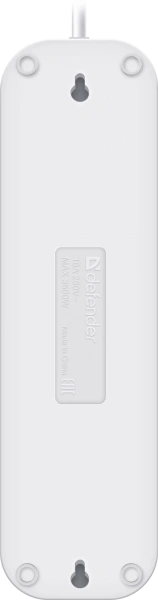 Сетевой удлинитель Defender L340 3м (4 розетки) белый (пакет ПЭ)