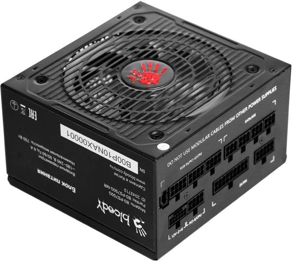 Блок питания Bloody ATX 750W BD-PS750G 80+ gold (20+4pin) APFC 120mm fan color LED 6xSATA Cab Manag RTL