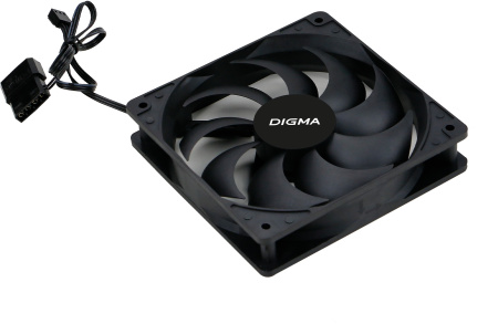 Вентилятор для корпуса Digma DFAN-120-9 120х120x25 черный 3-pin 4-pin (Molex) 23дБ Ret
