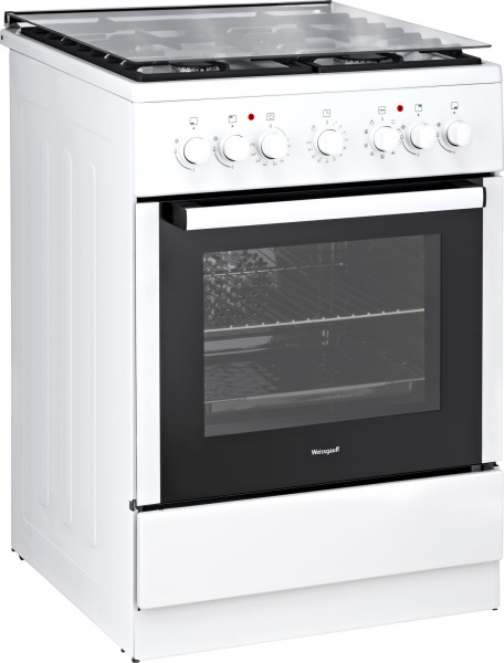 Плита Комбинированная Weissgauff WCS К1К62 WGM белый/черный (стеклянная крышка) реш.чугун