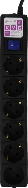 Сетевой фильтр Powercube SPG6-B-1,9M 1.9м (6 розеток) черный (коробка)