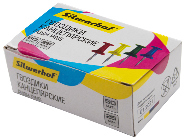 Гвоздики Silwerhof 502017 l=25мм ассорти (упак.:50шт) картонная коробка