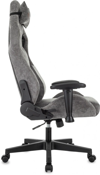 Кресло игровое Zombie Ghost Fabric серый Light-19 с подголов. крестов. пластик