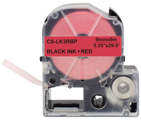Картридж ленточный Cactus CS-LK3RBP LK-3RBP черный на красном 9x9 для Epson LW300/LW400/LW700/LW600P/LW1000P/K400/Z700/Z900