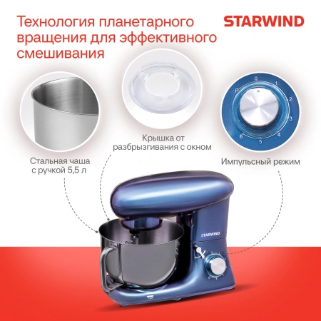 Миксер планетарный Starwind SPM7167 1900Вт фиолетовый
