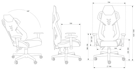 Кресло игровое Cactus CS-CHR-090BLR черный/красный эко.кожа/сетка крестов. нейлон